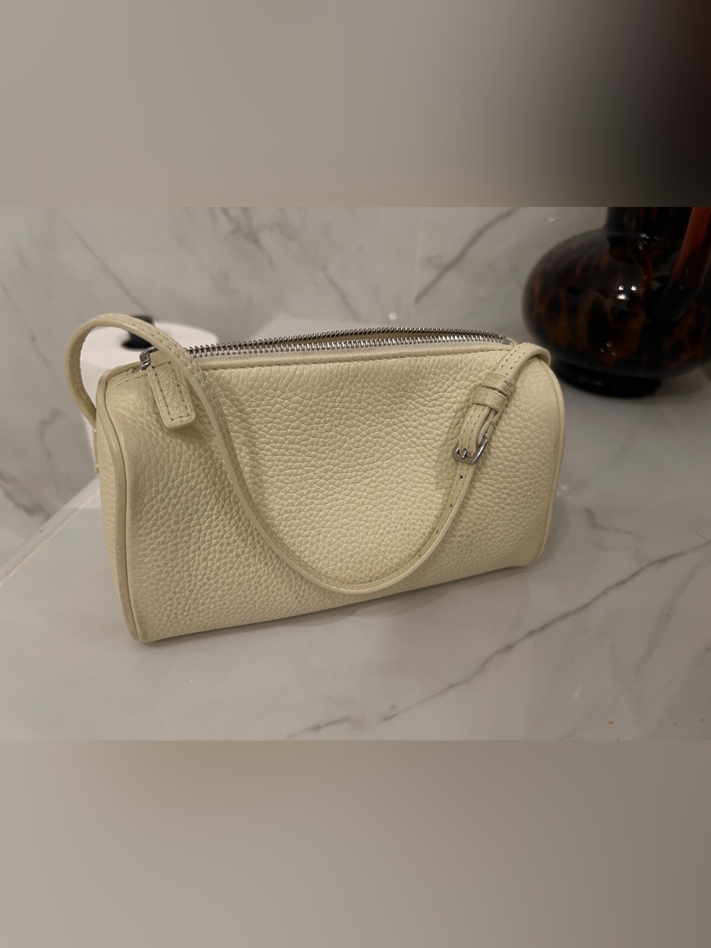Cream Leather Shoulder Bag - Sleek Everyday Carry